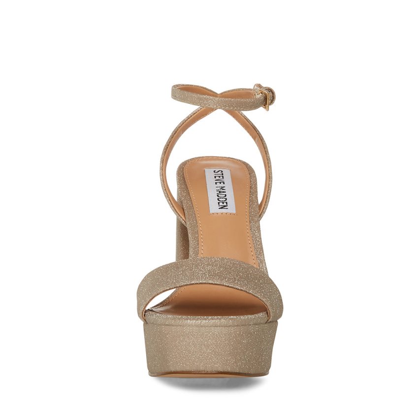 Sandalias Tacones Steve Madden Lessa Glitter Mujer Doradas | ES TA08E1